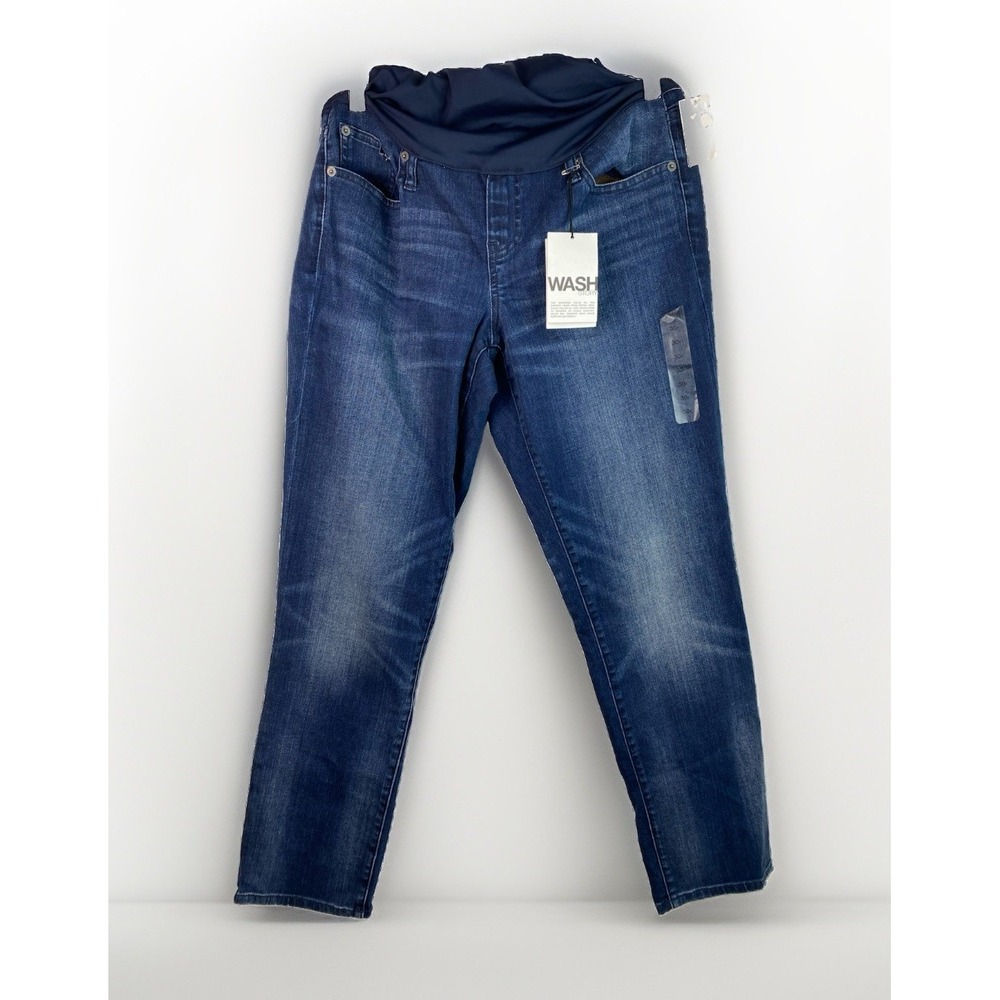 NWT Gap Maternity 30R Wash Story Special Dye Blue Denim Girlfriend Jeans